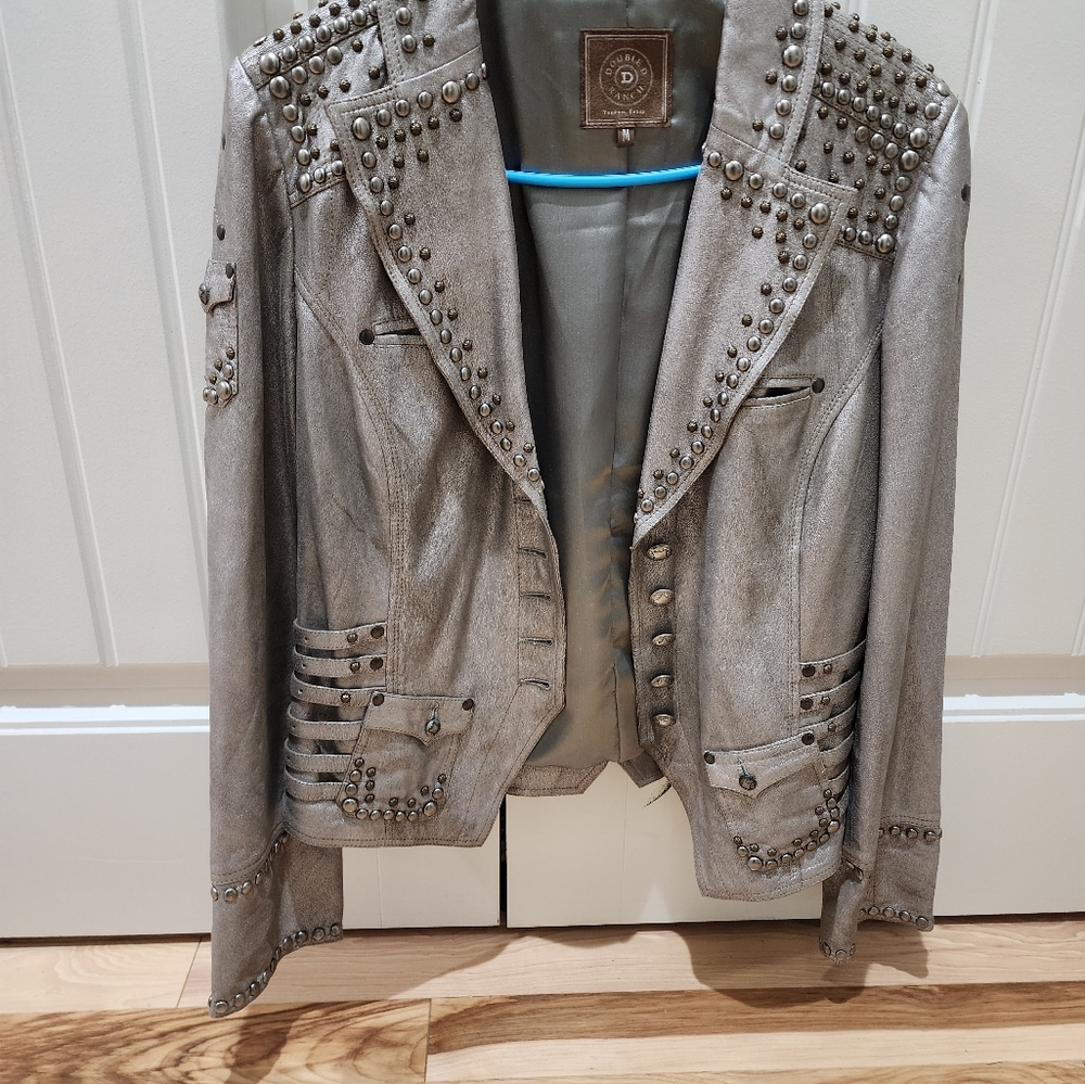 Double D Ranch Metallic Studded Leather Jacket - Picture 2 of 10